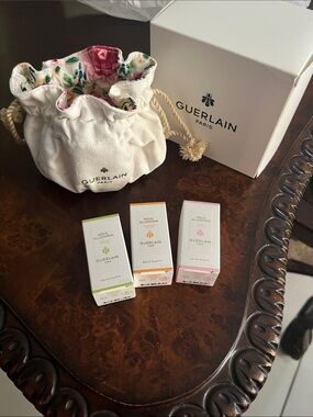 Guerlain Floral Drawstring Cosmetic Pouch with Aqua Allegoria Samples